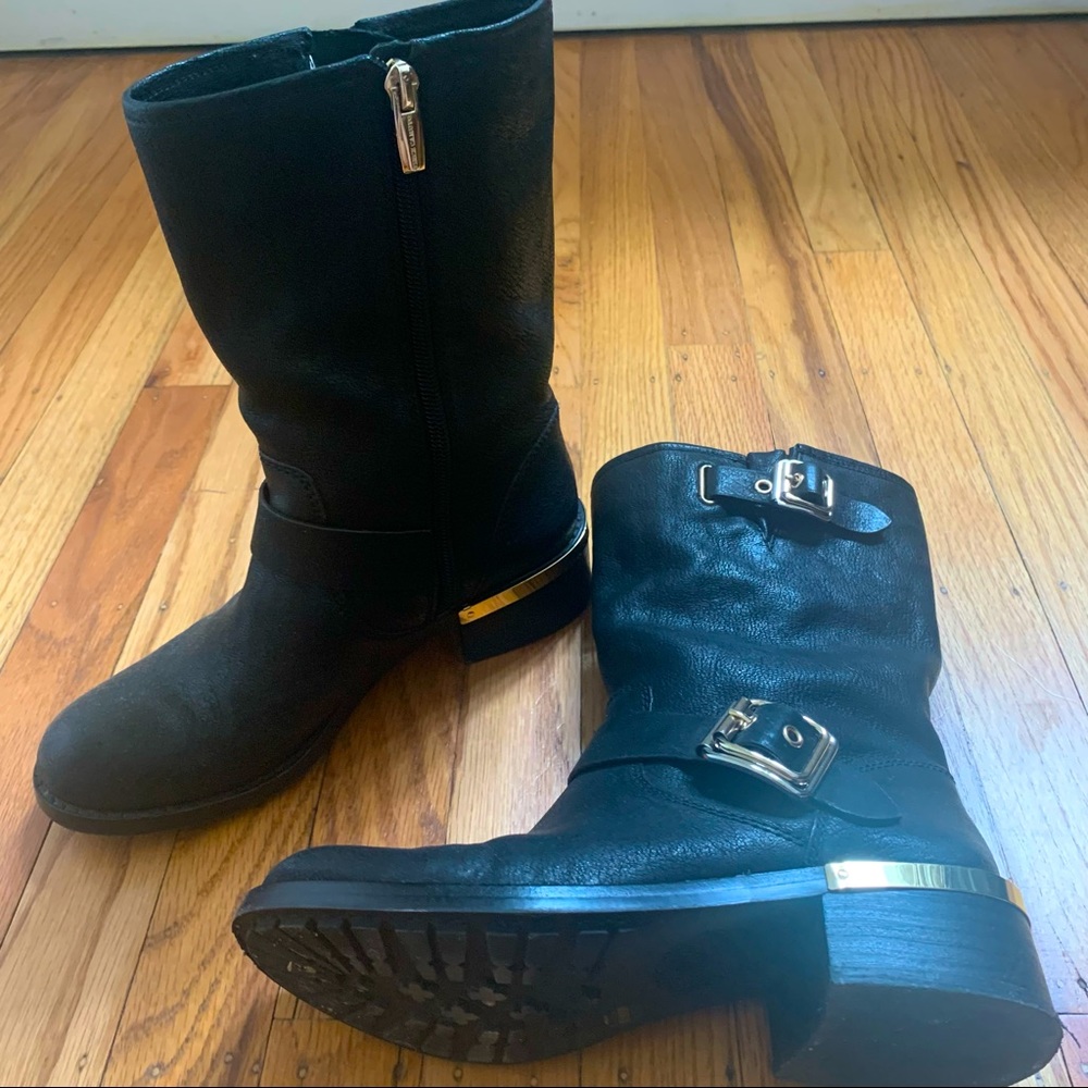 Black Leather Moto Boot 6 1/2